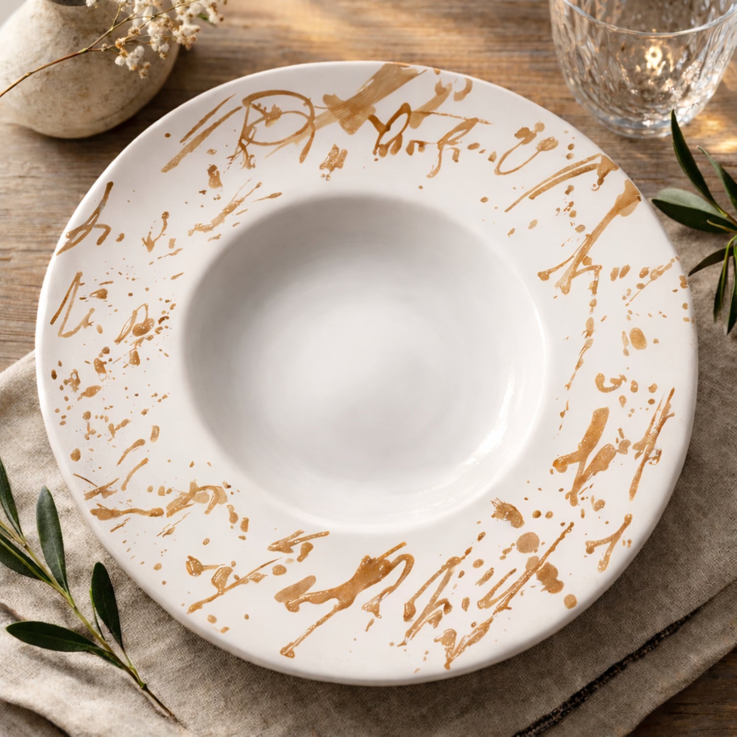 Set di Piatti Fondi Calligraphy