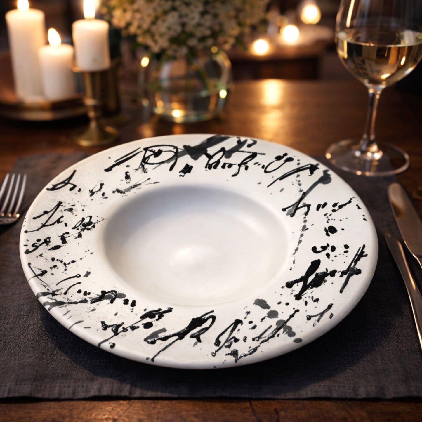 Set di Piatti Fondi Calligraphy