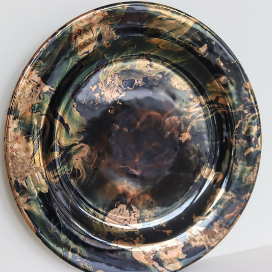 Set 6 Sottopiatti in Ceramica Nera con Oro Zecchino – Collezione Eclisse